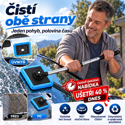 Univerzální magnetický čistič skla — oboustranné čištění, omyvatelné podložky a všestranné použití doma i v autě | Jedna sada. Čistší sklo. Méně námahy. 💎